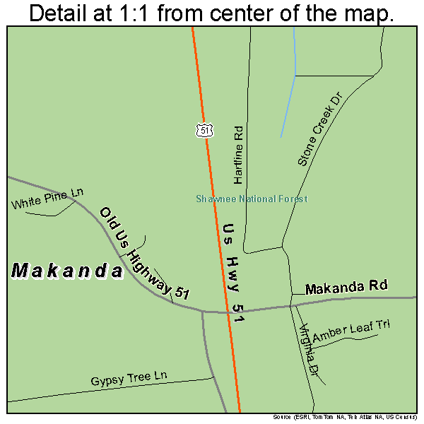 Makanda, Illinois road map detail