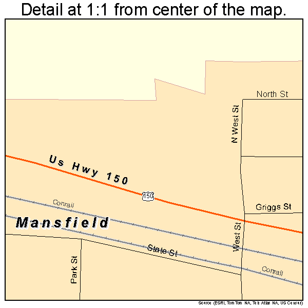 Mansfield, Illinois road map detail