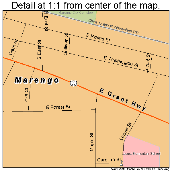 Marengo, Illinois road map detail