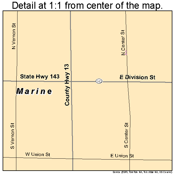 Marine, Illinois road map detail