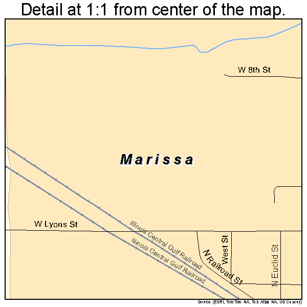 Marissa, Illinois road map detail