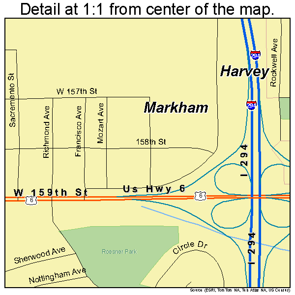 Markham, Illinois road map detail