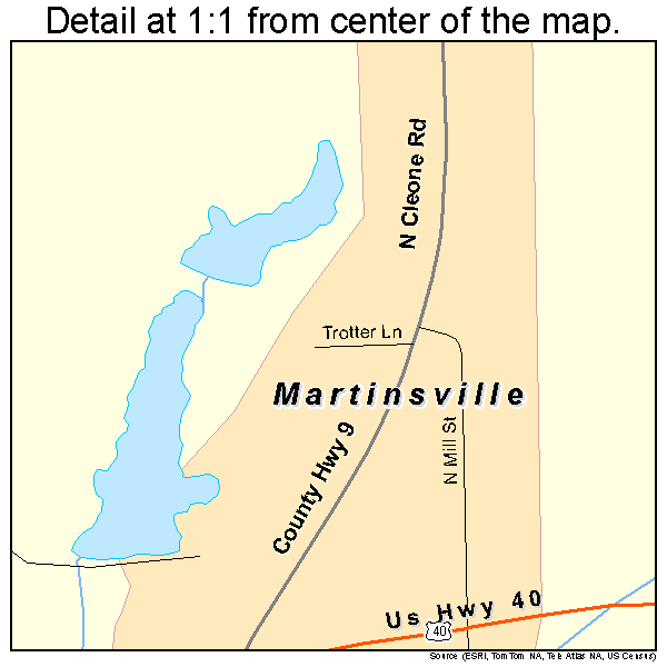 Martinsville, Illinois road map detail
