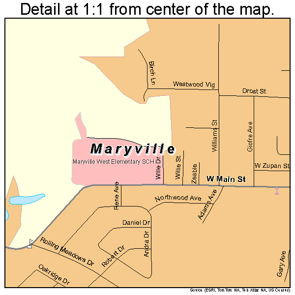 Maryville, Illinois road map detail