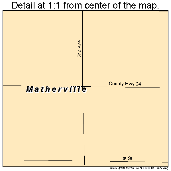 Matherville, Illinois road map detail