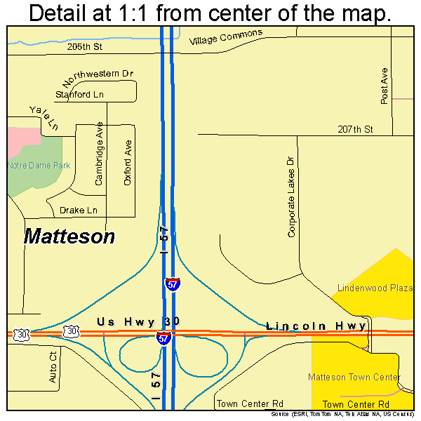 Matteson, Illinois road map detail
