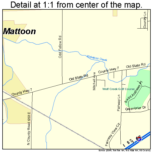 Mattoon, Illinois road map detail