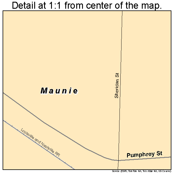 Maunie, Illinois road map detail