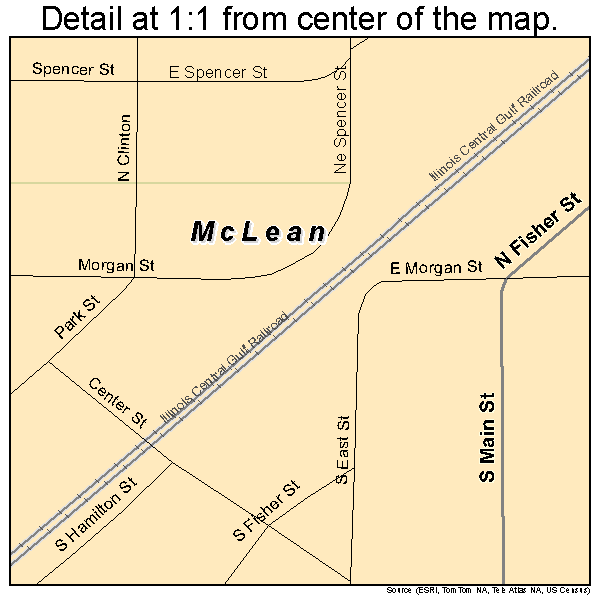 McLean, Illinois road map detail