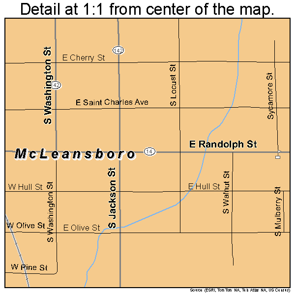 McLeansboro, Illinois road map detail