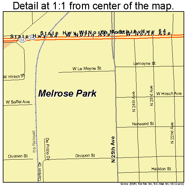 Melrose Park, Illinois road map detail