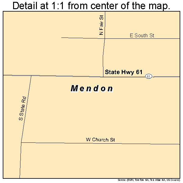 Mendon, Illinois road map detail