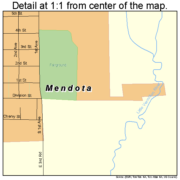 Mendota, Illinois road map detail
