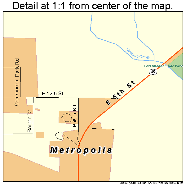 Metropolis, Illinois road map detail