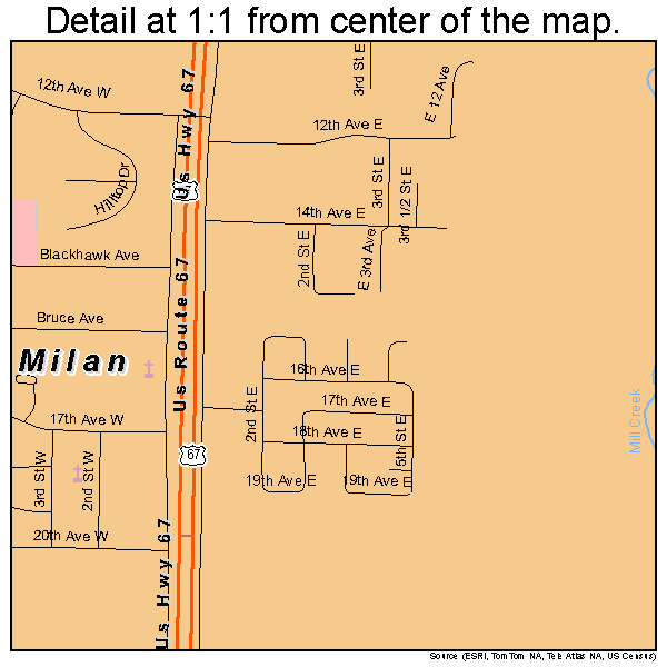 Milan, Illinois road map detail