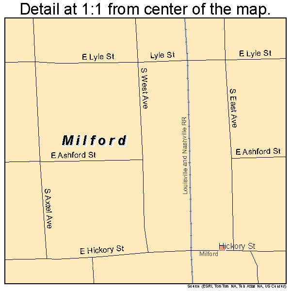 Milford, Illinois road map detail