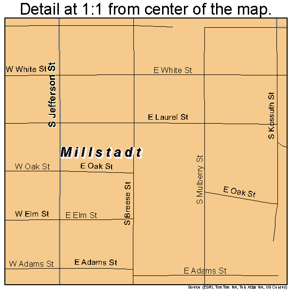 Millstadt, Illinois road map detail