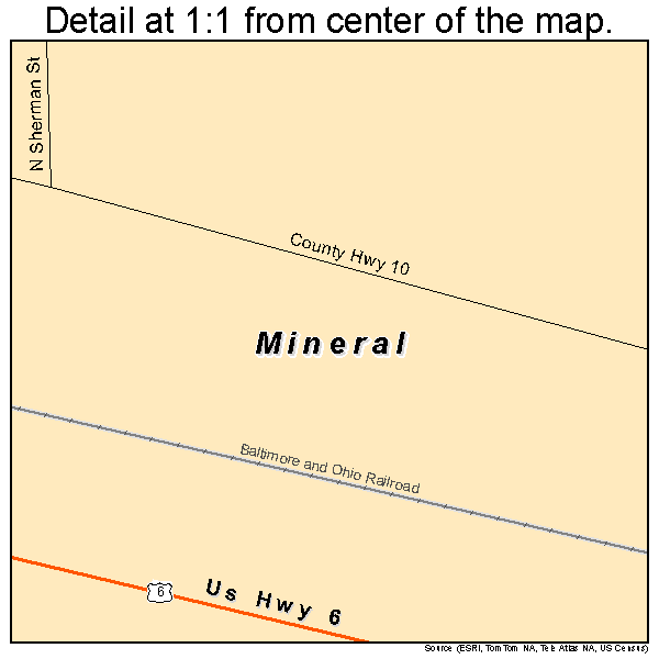 Mineral, Illinois road map detail