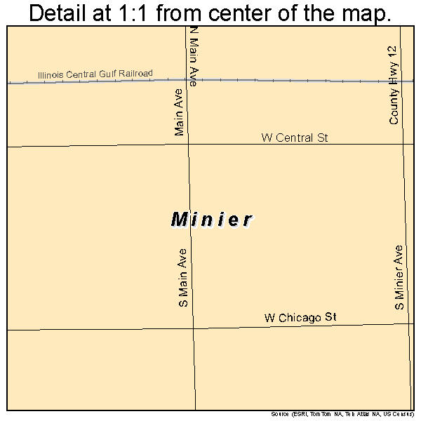 Minier, Illinois road map detail