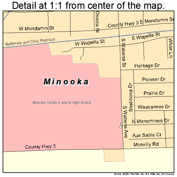 Minooka, Illinois road map detail