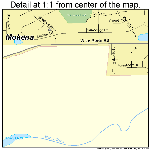 Mokena, Illinois road map detail