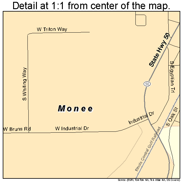 Monee, Illinois road map detail