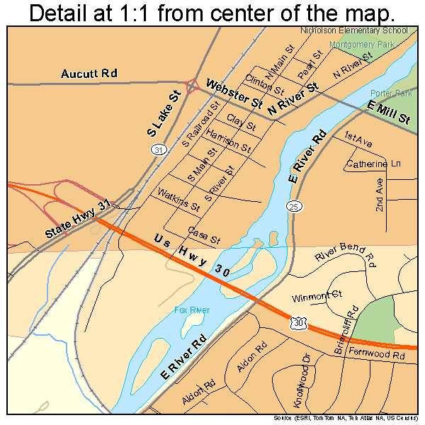 Montgomery, Illinois road map detail