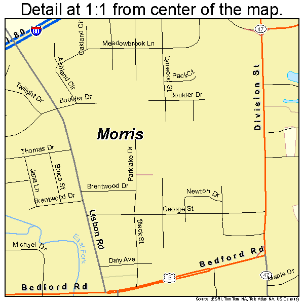 Morris, Illinois road map detail