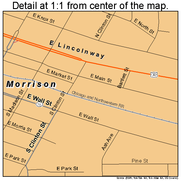 Morrison, Illinois road map detail