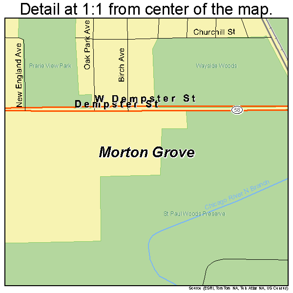 Morton Grove, Illinois road map detail