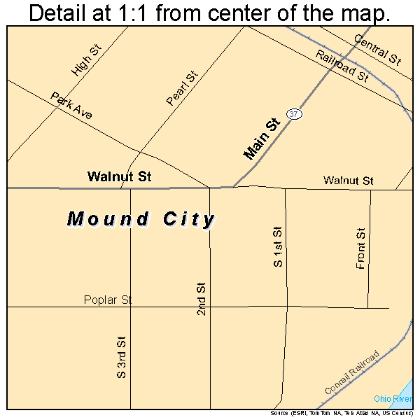 Mound City, Illinois road map detail