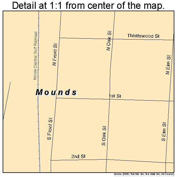 Mounds, Illinois road map detail