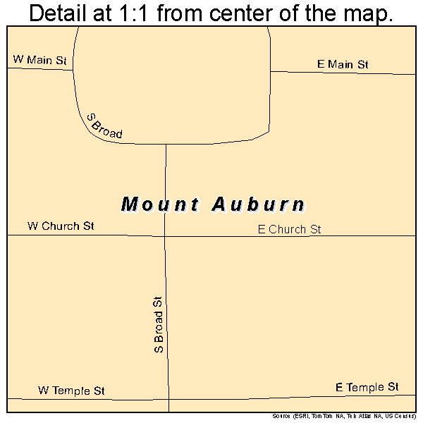 Mount Auburn, Illinois road map detail