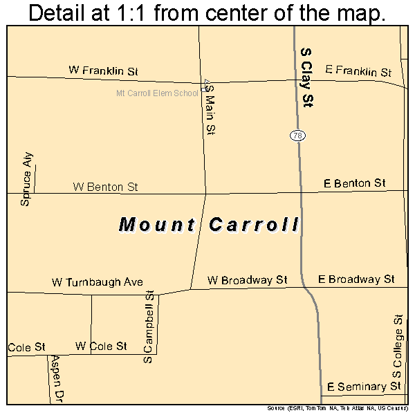 Mount Carroll, Illinois road map detail