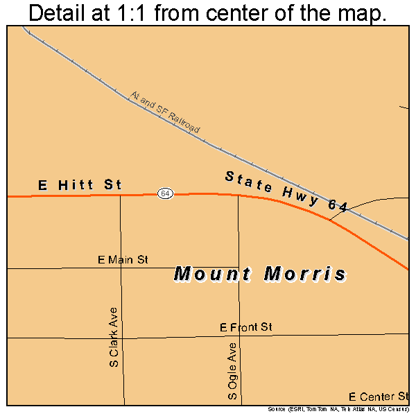 Mount Morris, Illinois road map detail
