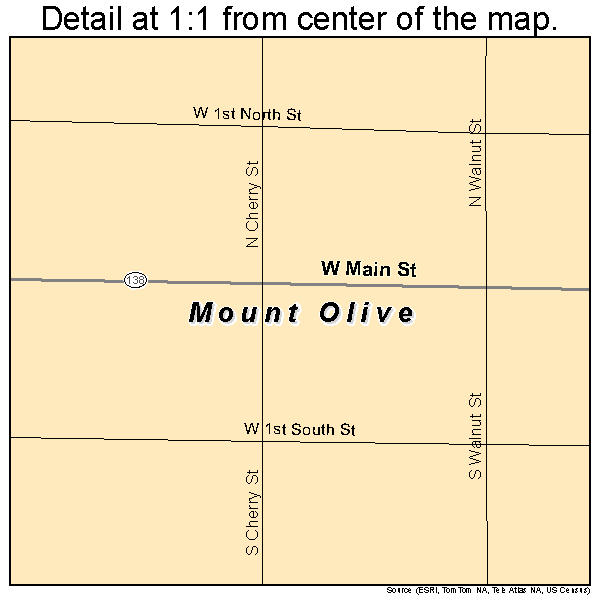 Mount Olive, Illinois road map detail