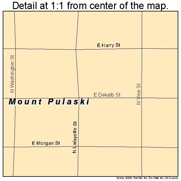 Mount Pulaski, Illinois road map detail