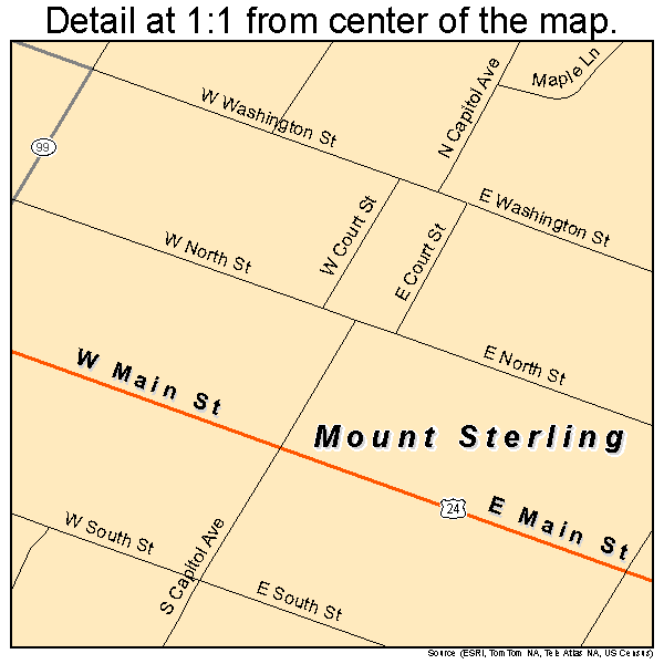 Mount Sterling, Illinois road map detail