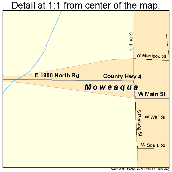 Moweaqua, Illinois road map detail