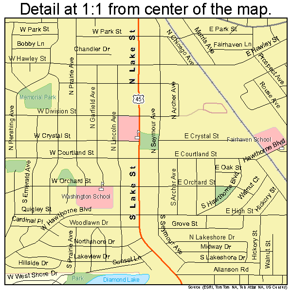 Mundelein, Illinois road map detail