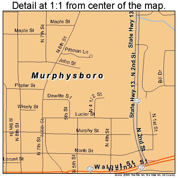 Murphysboro, Illinois road map detail