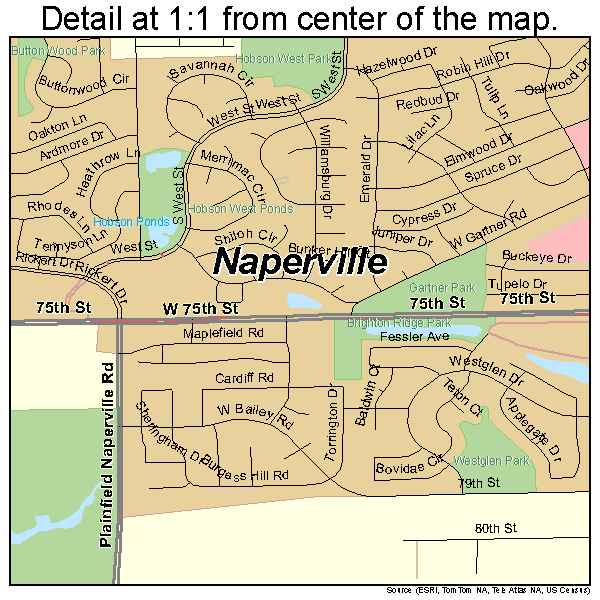 Naperville, Illinois road map detail