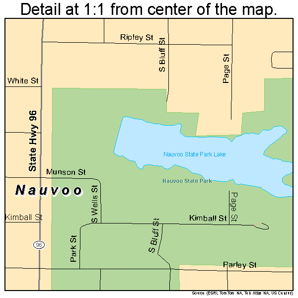 Nauvoo, Illinois road map detail