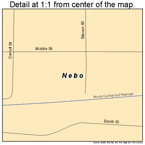 Nebo, Illinois road map detail
