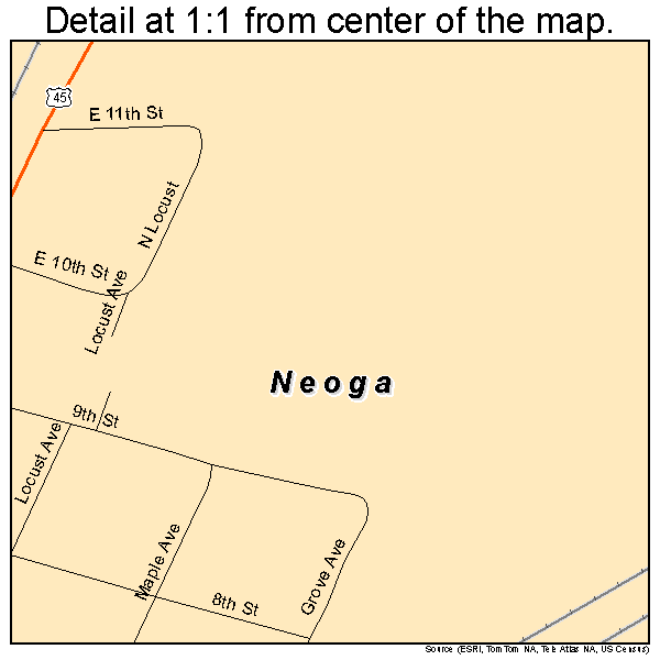 Neoga, Illinois road map detail