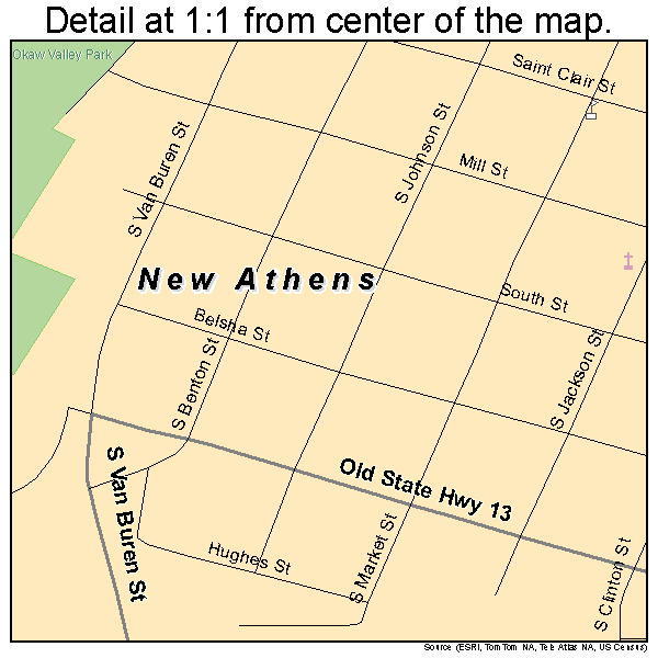 New Athens, Illinois road map detail