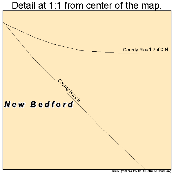 New Bedford, Illinois road map detail