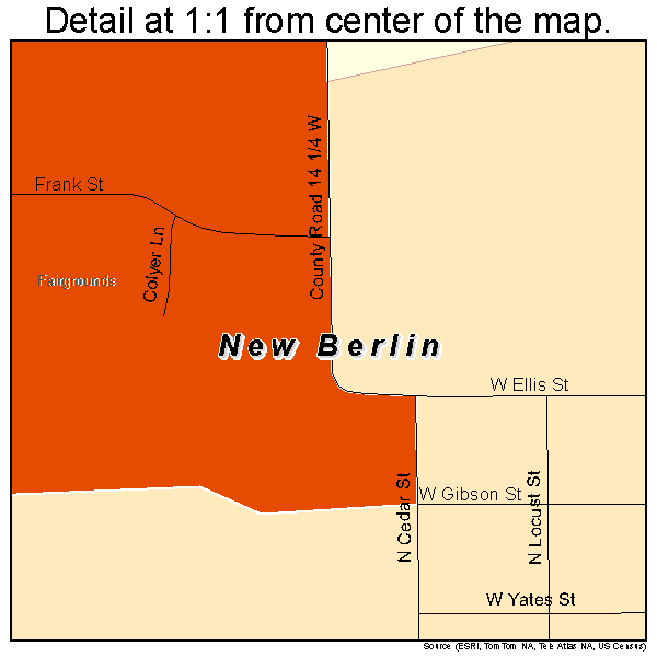 New Berlin, Illinois road map detail