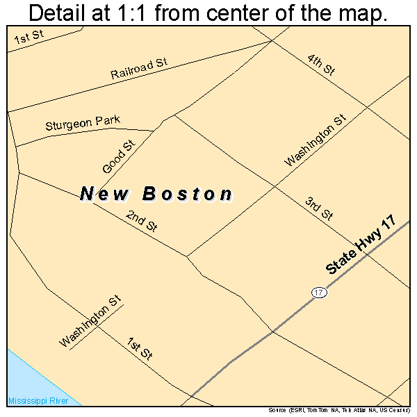 New Boston, Illinois road map detail