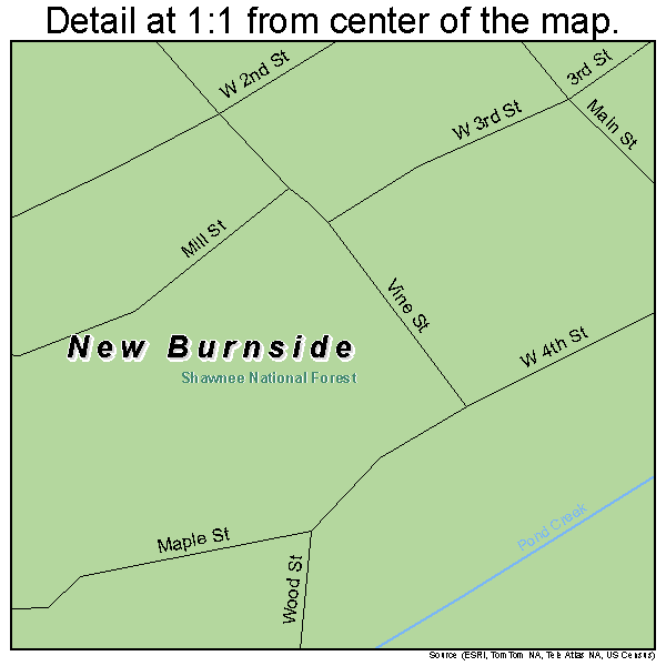 New Burnside, Illinois road map detail